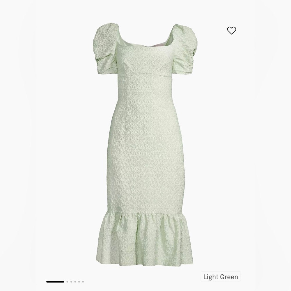 size S - Rachel Parcell - Cloqué Puff-Sleeve Midi-Dress - in light green